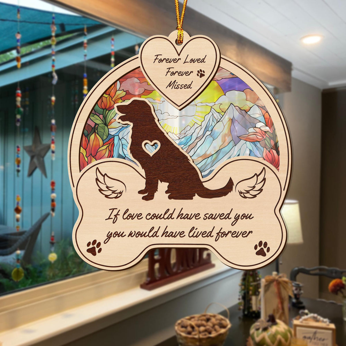 Golden Retriever 2 Layered Mix Ornament, Dogs Ornament, Christmas Tree Hanging, Home Decorations