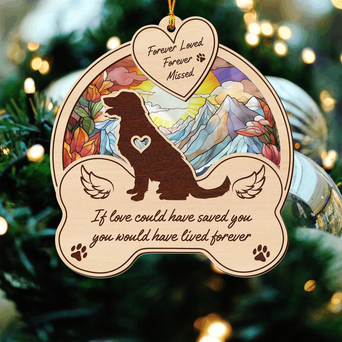 Golden Retriever 2 Layered Mix Ornament, Dogs Ornament, Christmas Tree Hanging, Home Decorations