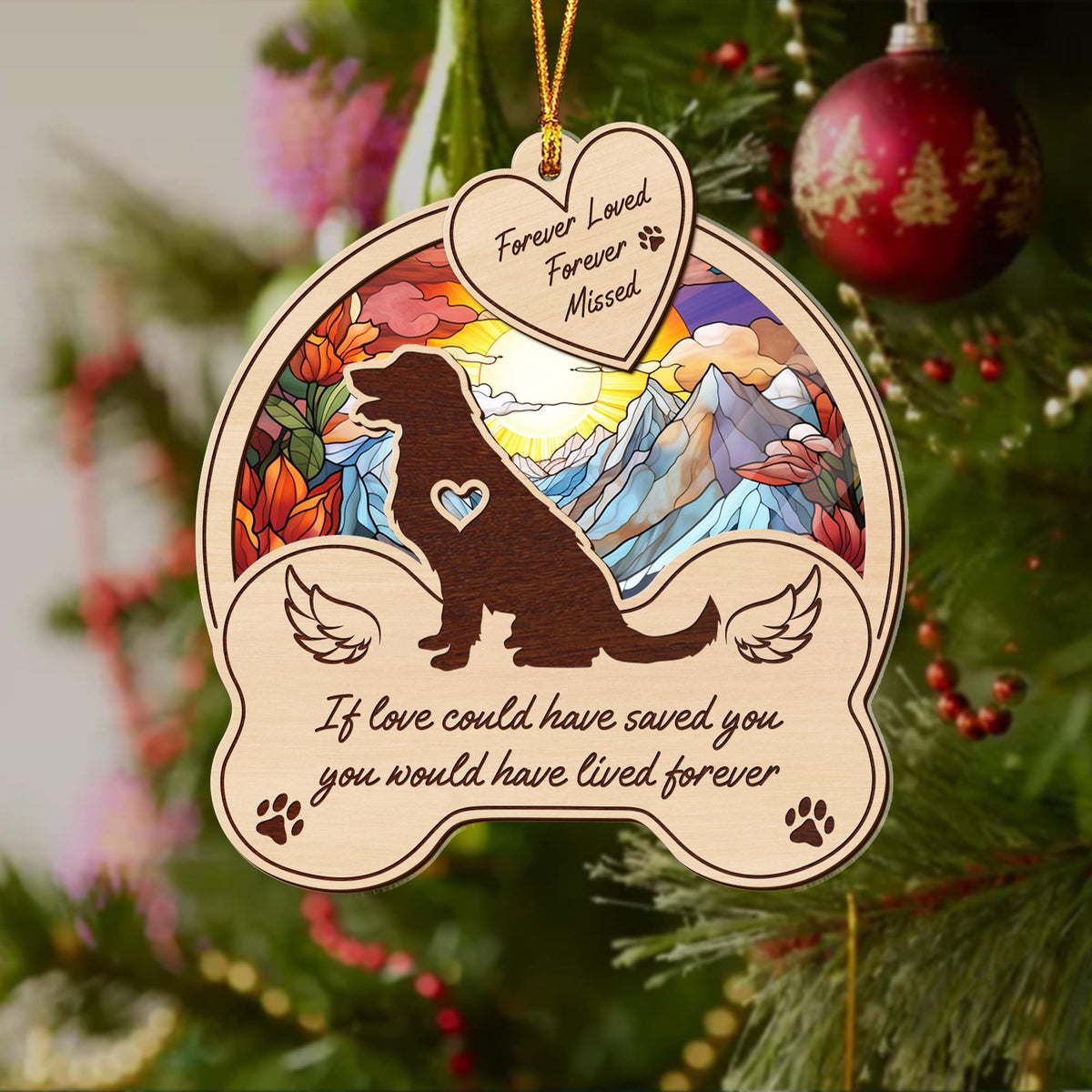 Golden Retriever 2 Layered Mix Ornament, Dogs Ornament, Christmas Tree Hanging, Home Decorations
