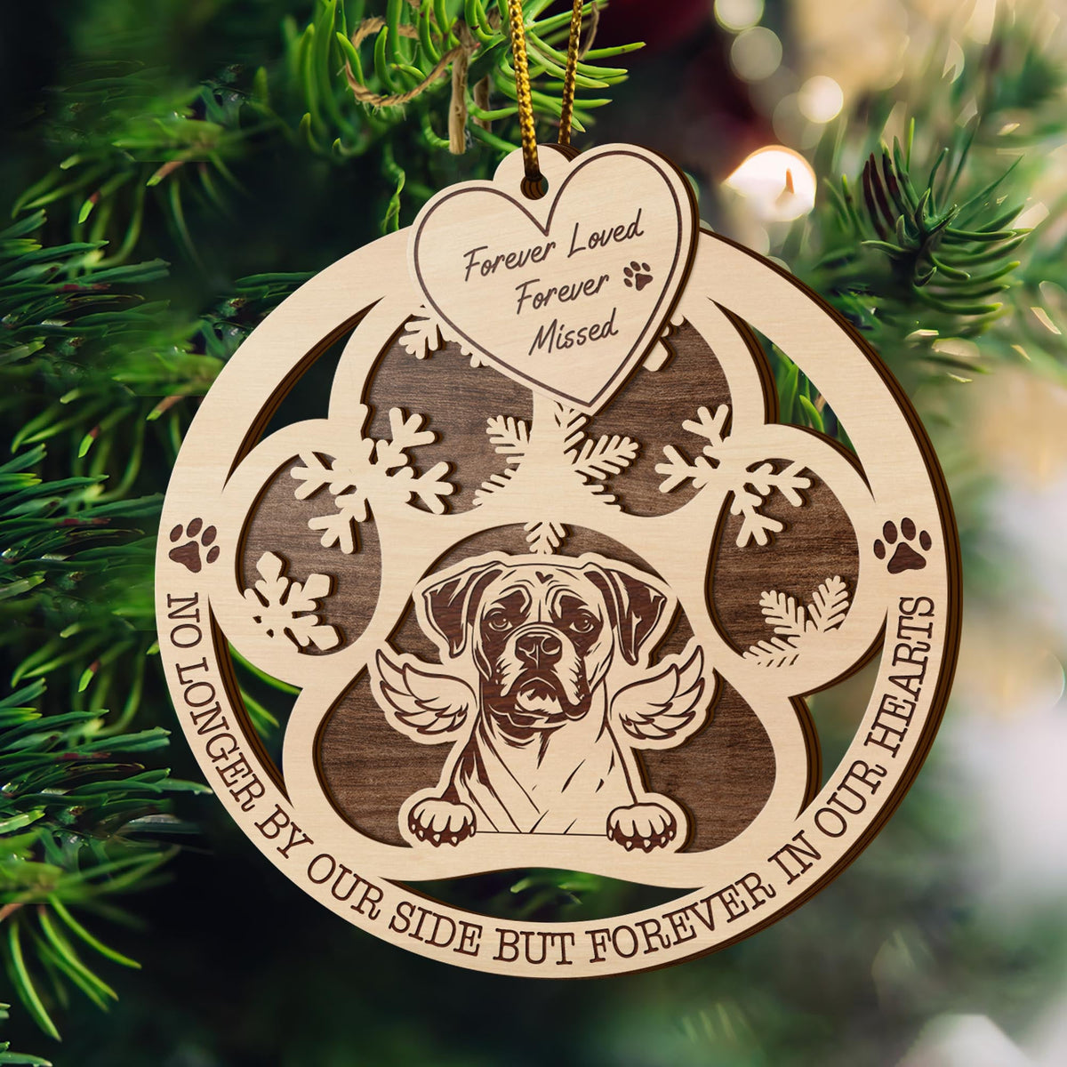 Boxer 2 Layered Piece Wooden Ornament, Dogs Ornament, Dog Lovers Gifts
