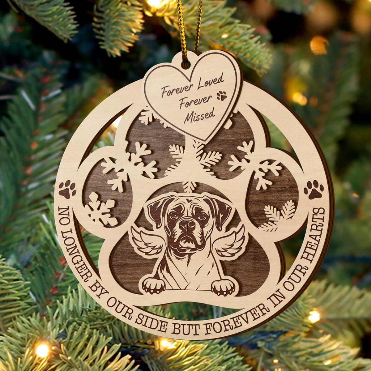 Boxer 2 Layered Piece Wooden Ornament, Dogs Ornament, Dog Lovers Gifts