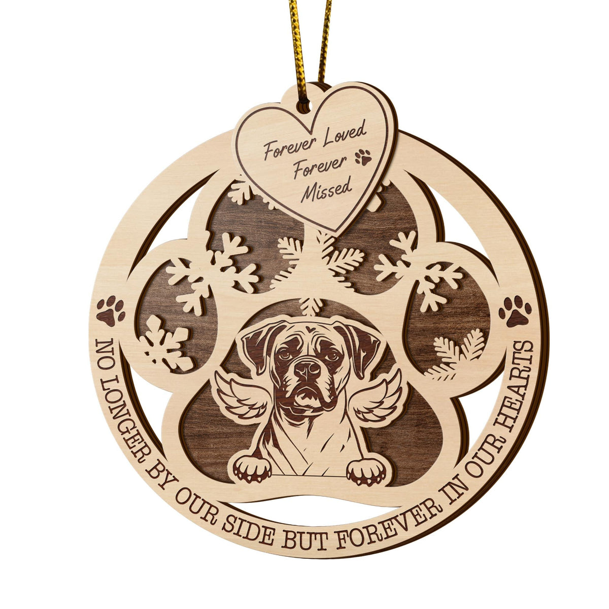 Boxer 2 Layered Piece Wooden Ornament, Dogs Ornament, Dog Lovers Gifts