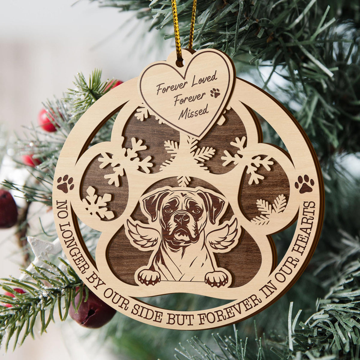 Boxer 2 Layered Piece Wooden Ornament, Dogs Ornament, Dog Lovers Gifts