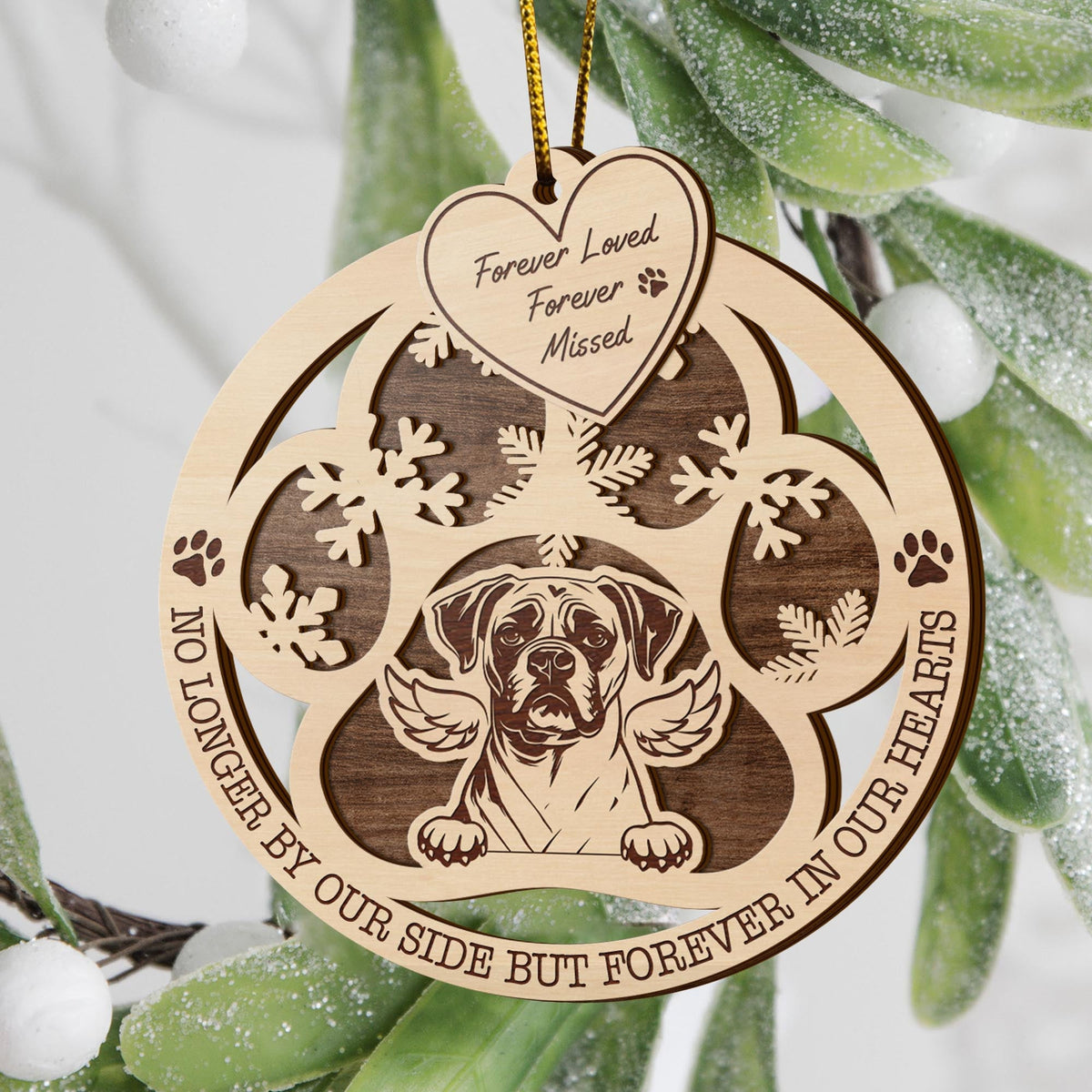 Boxer 2 Layered Piece Wooden Ornament, Dogs Ornament, Dog Lovers Gifts