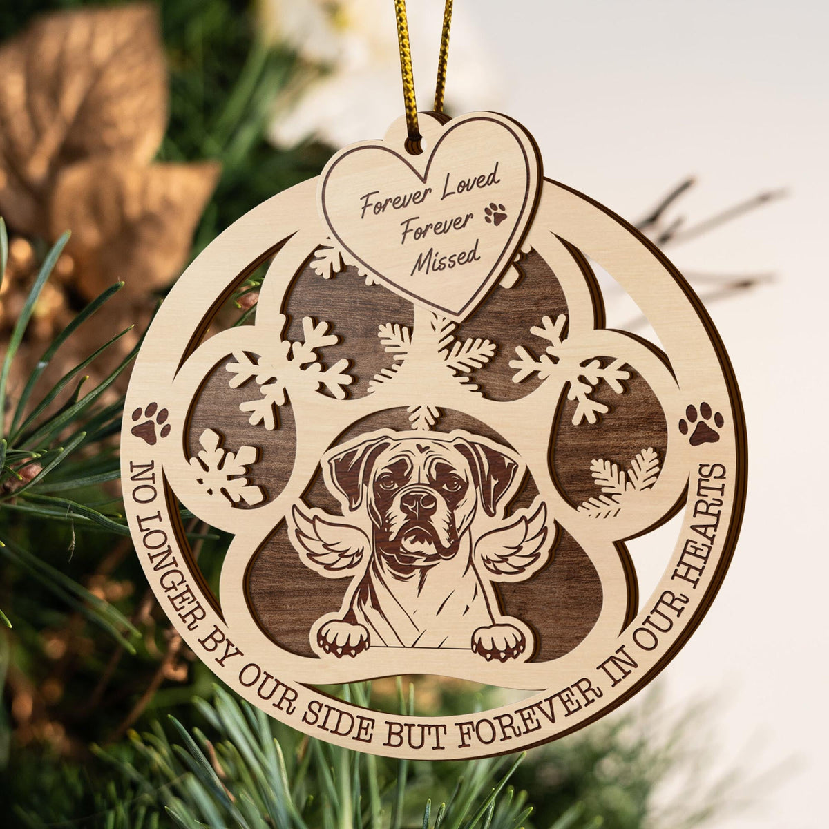 Boxer 2 Layered Piece Wooden Ornament, Dogs Ornament, Dog Lovers Gifts