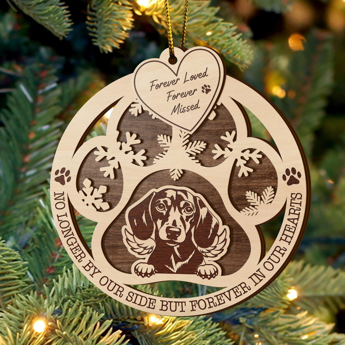 Dachshund 2 Layered Piece Wooden Ornament, Dogs Ornament, Dog Lovers Gifts