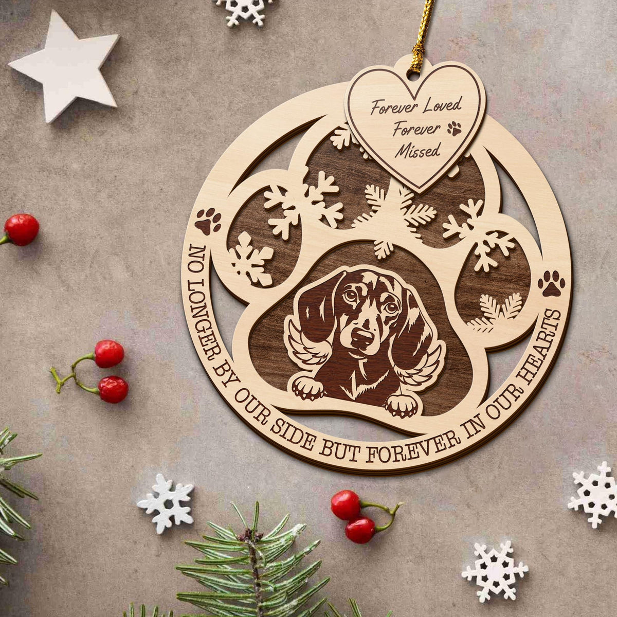 Dachshund 2 Layered Piece Wooden Ornament, Dogs Ornament, Dog Lovers Gifts