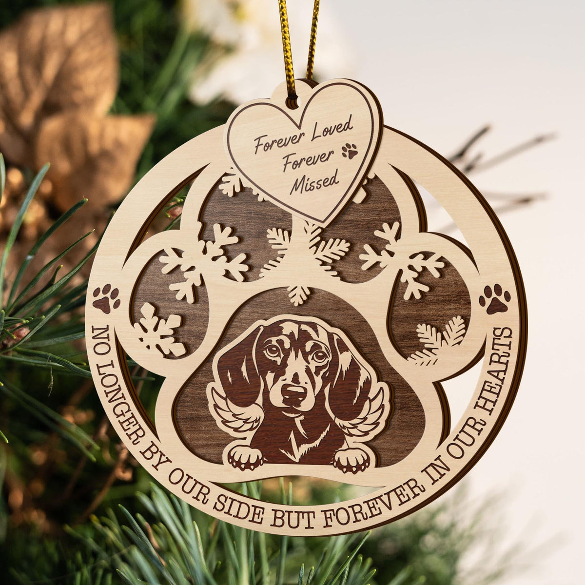 Dachshund 2 Layered Piece Wooden Ornament, Dogs Ornament, Dog Lovers Gifts