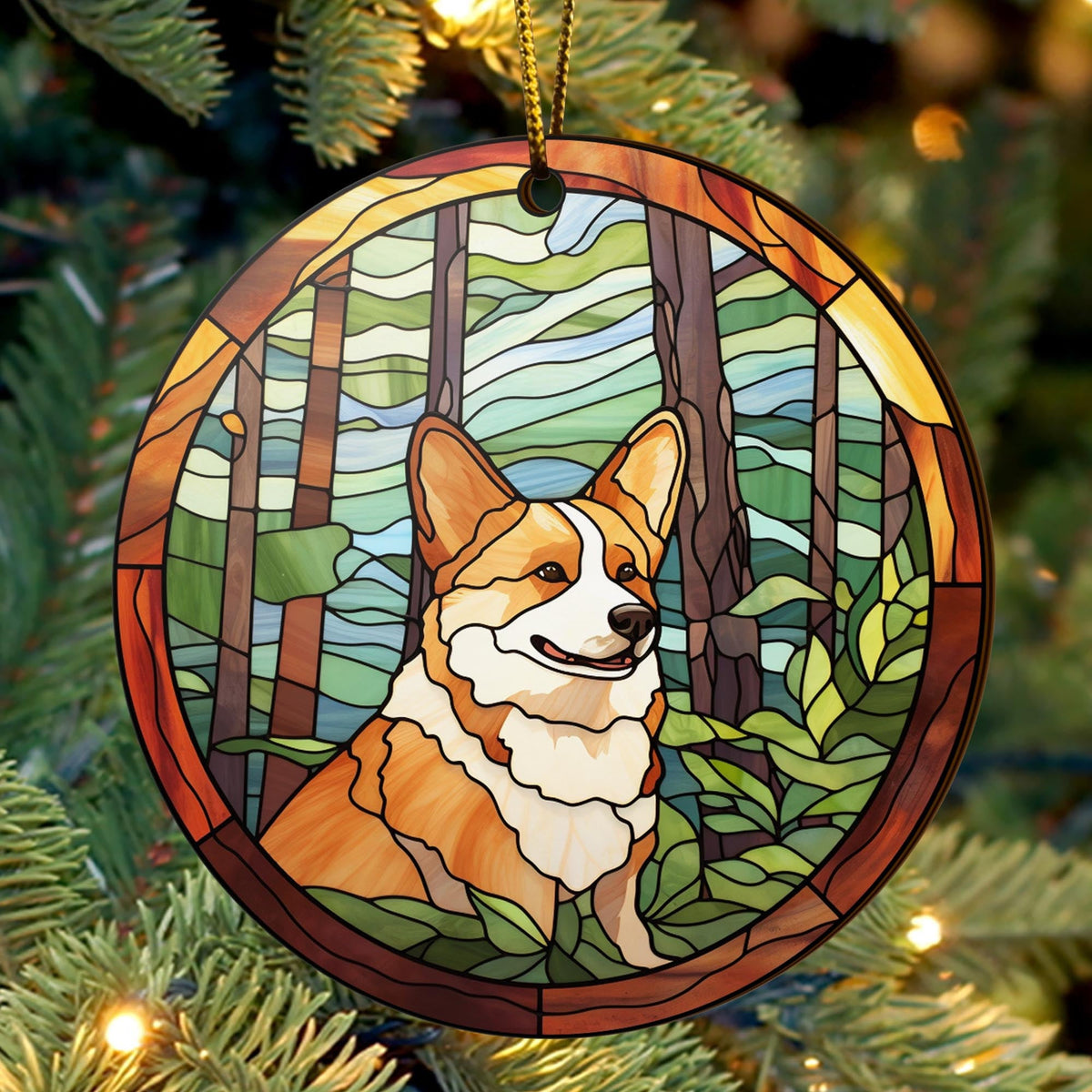 Corgi Wooden Ornaments 2 Sides, Corgi Ornaments For Christmas Tree, Christmas Tree Hanging Decorations