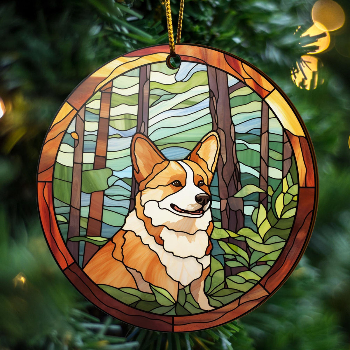 Corgi Wooden Ornaments 2 Sides, Corgi Ornaments For Christmas Tree, Christmas Tree Hanging Decorations