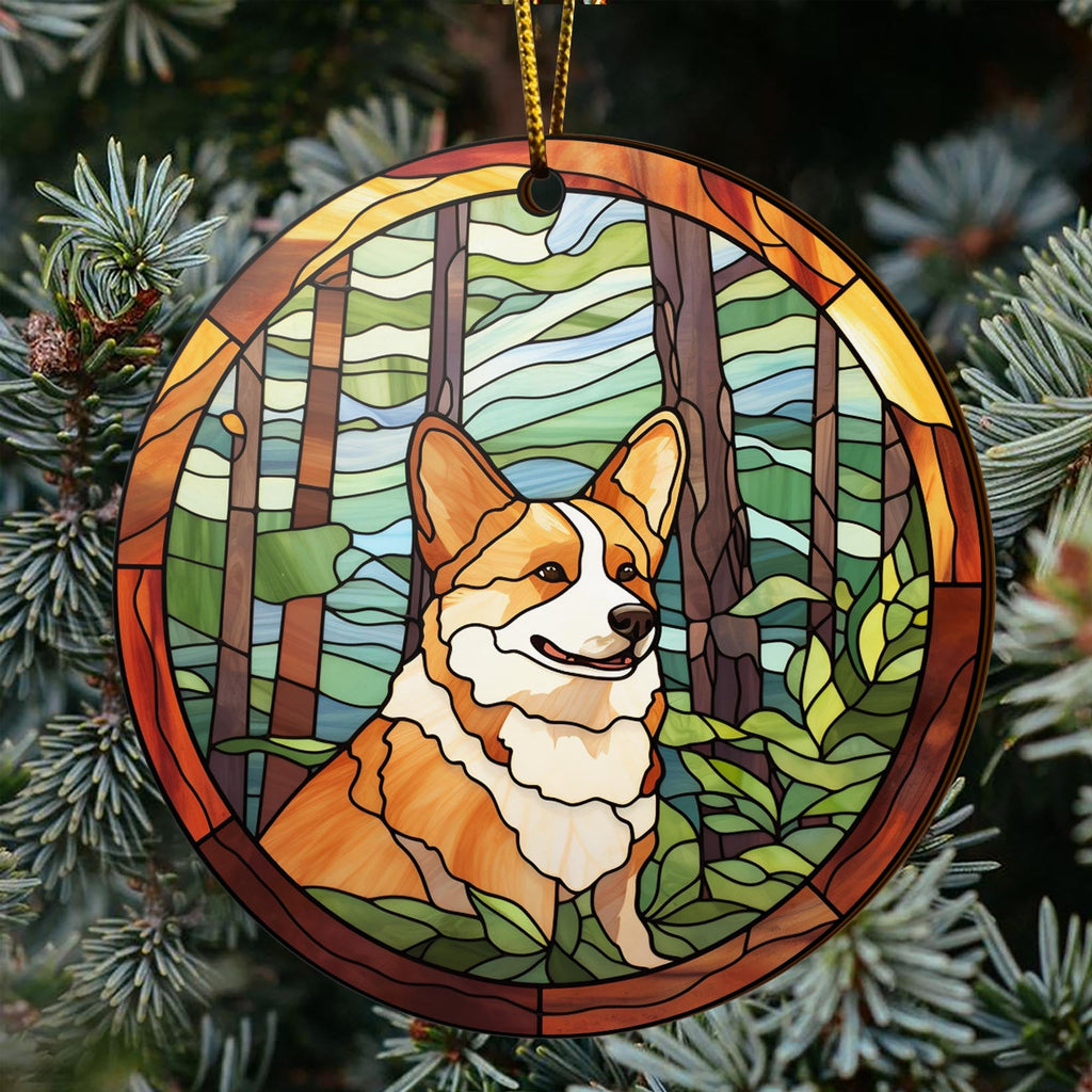 Corgi Wooden Ornaments 2 Sides, Corgi Ornaments For Christmas Tree, Christmas Tree Hanging Decorations
