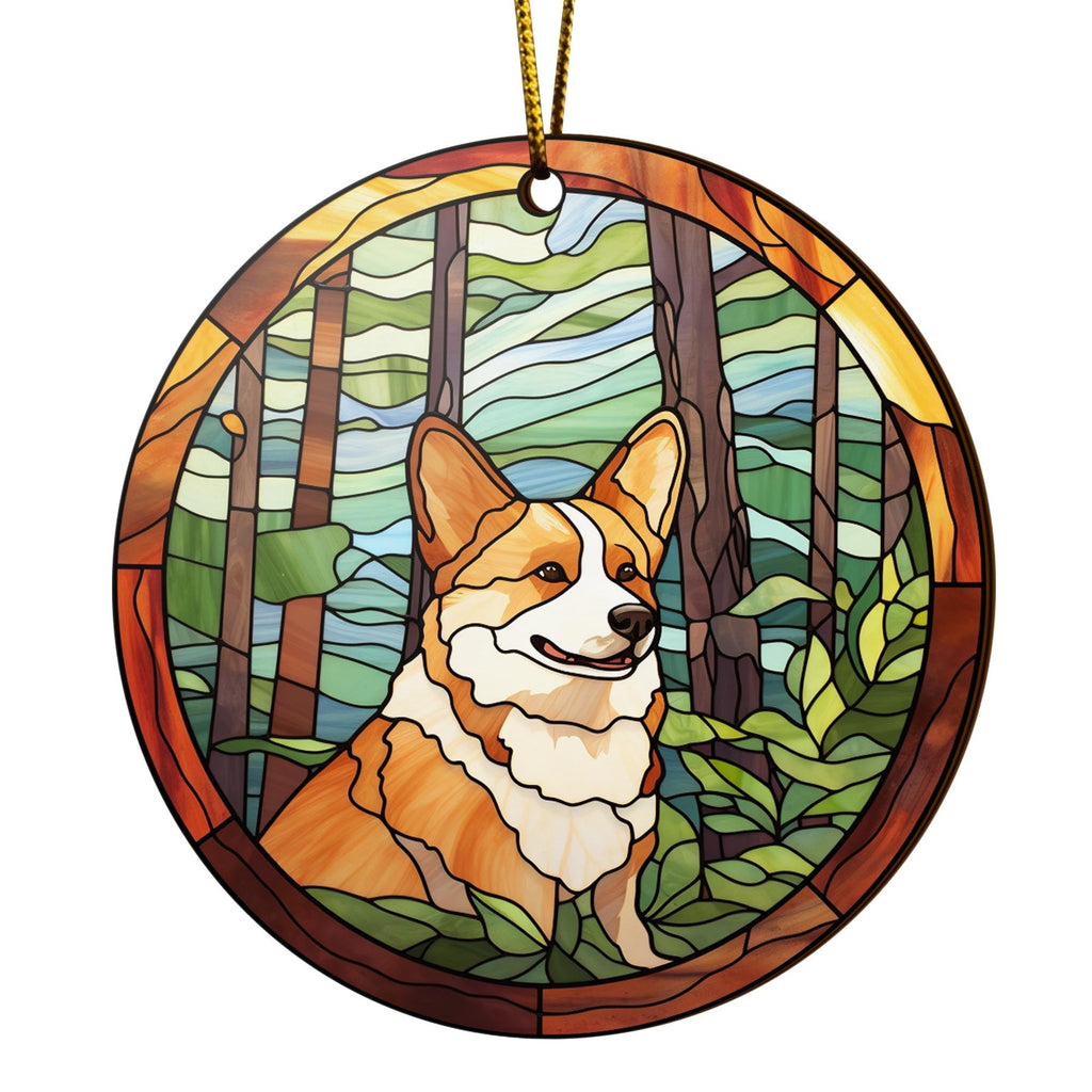 Corgi Wooden Ornaments 2 Sides, Corgi Ornaments For Christmas Tree, Christmas Tree Hanging Decorations