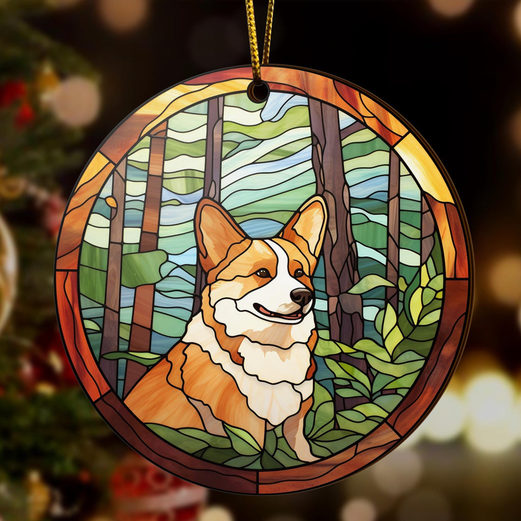 Corgi Wooden Ornaments 2 Sides, Corgi Ornaments For Christmas Tree, Christmas Tree Hanging Decorations