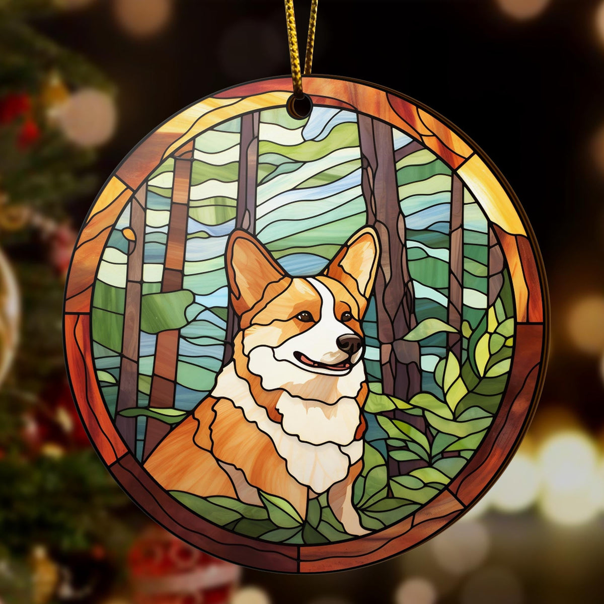 Corgi Wooden Ornaments 2 Sides, Corgi Ornaments For Christmas Tree, Christmas Tree Hanging Decorations