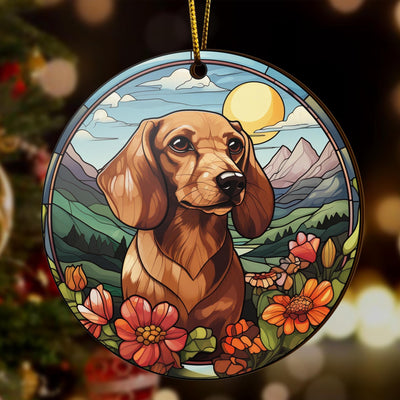 Dachshund Wooden Ornaments 2 Sides, Dachshund Ornaments For Christmas Tree, Christmas Tree Hanging Decorations