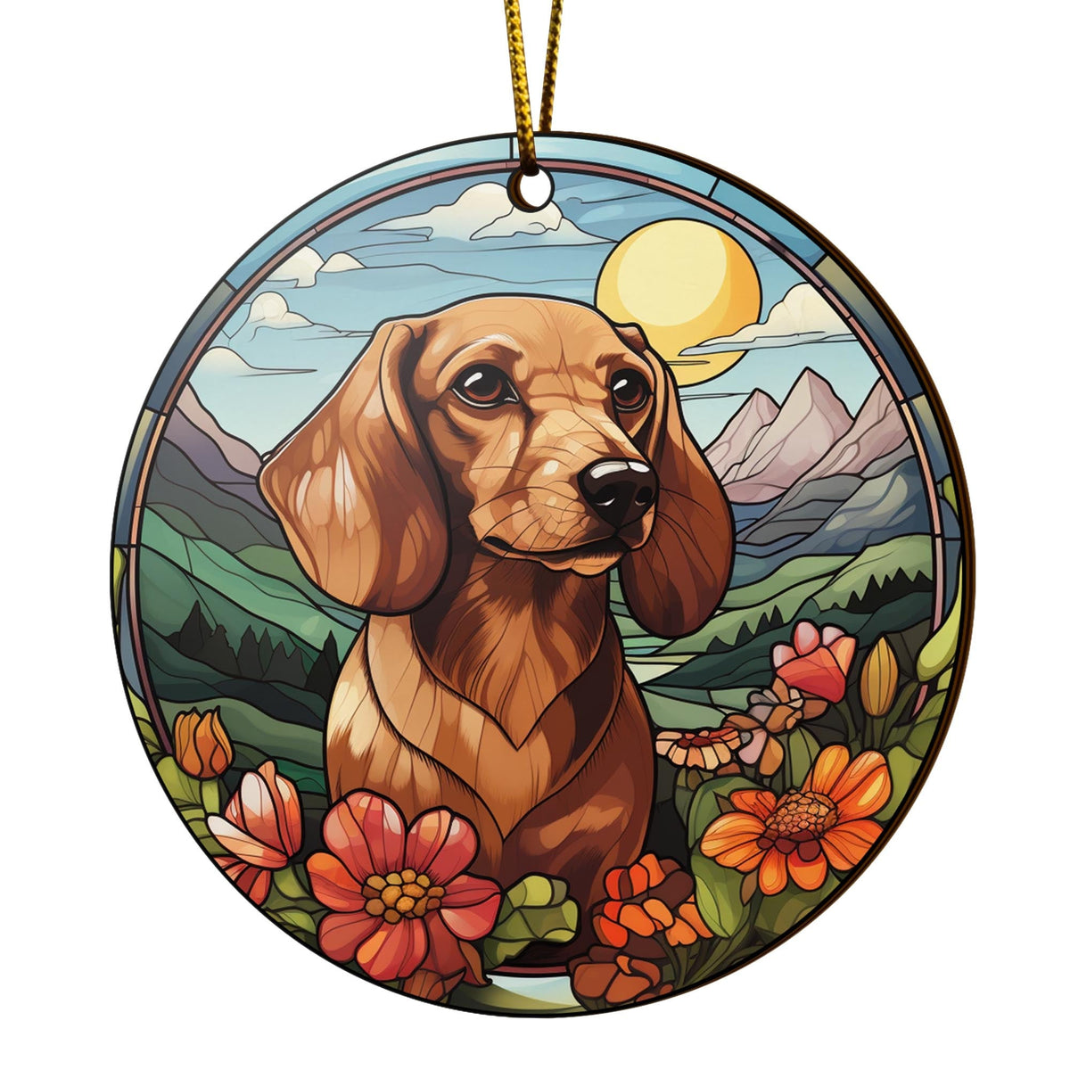 Dachshund Wooden Ornaments 2 Sides, Dachshund Ornaments For Christmas Tree, Christmas Tree Hanging Decorations