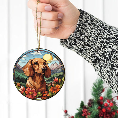 Dachshund Wooden Ornaments 2 Sides, Dachshund Ornaments For Christmas Tree, Christmas Tree Hanging Decorations