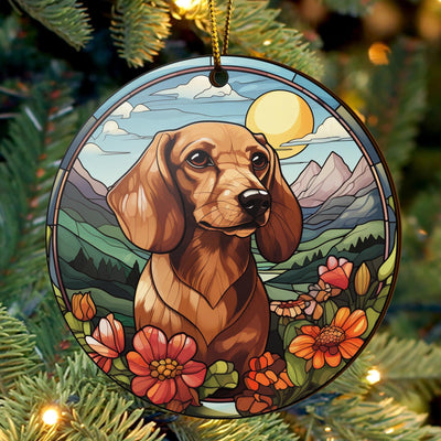 Dachshund Wooden Ornaments 2 Sides, Dachshund Ornaments For Christmas Tree, Christmas Tree Hanging Decorations