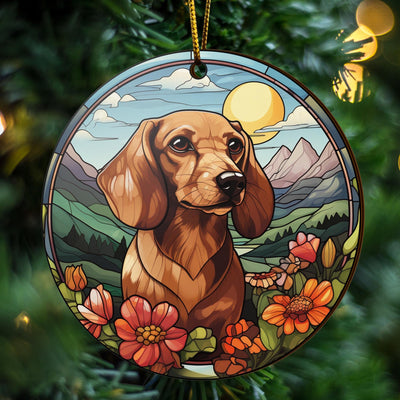 Dachshund Wooden Ornaments 2 Sides, Dachshund Ornaments For Christmas Tree, Christmas Tree Hanging Decorations
