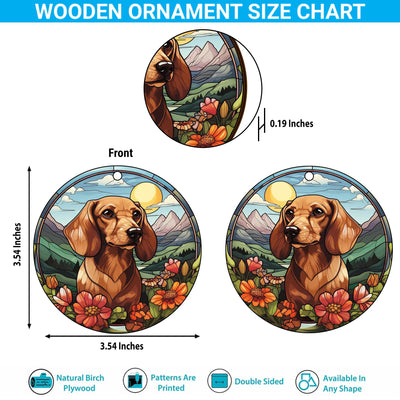Dachshund Wooden Ornaments 2 Sides, Dachshund Ornaments For Christmas Tree, Christmas Tree Hanging Decorations