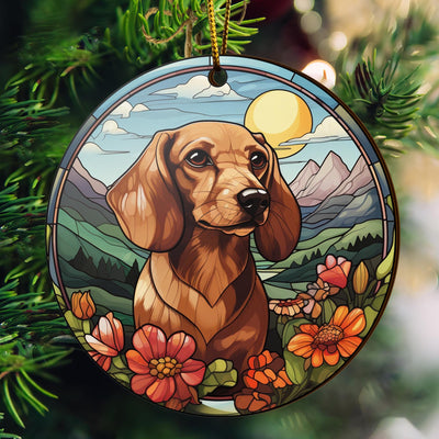 Dachshund Wooden Ornaments 2 Sides, Dachshund Ornaments For Christmas Tree, Christmas Tree Hanging Decorations