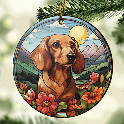 Dachshund Wooden Ornaments 2 Sides, Dachshund Ornaments For Christmas Tree, Christmas Tree Hanging Decorations