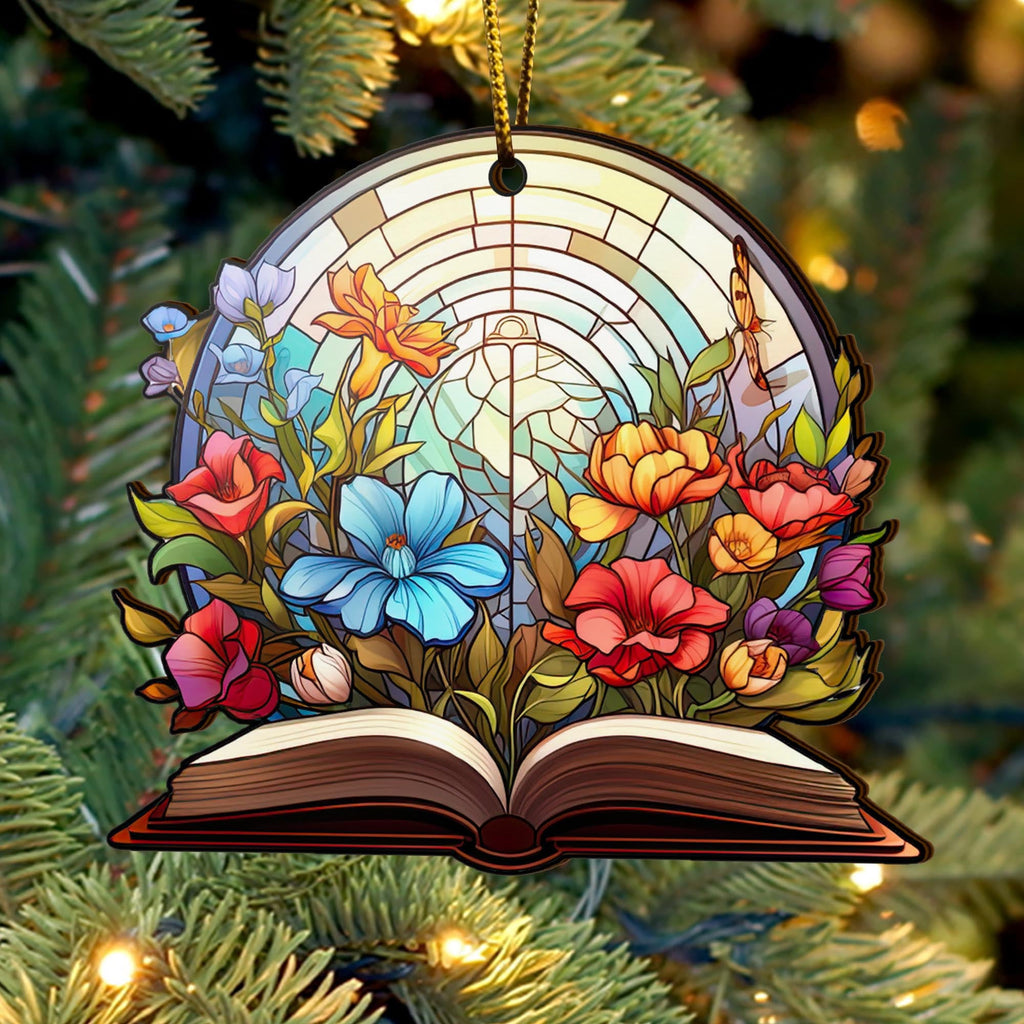 Book Wooden Ornaments 2 Sides, Book Ornaments For Christmas Tree, Christmas Tree Hanging Decorations