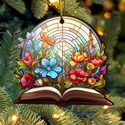 Book Wooden Ornaments 2 Sides, Book Ornaments For Christmas Tree, Christmas Tree Hanging Decorations