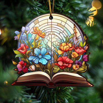 Book Wooden Ornaments 2 Sides, Book Ornaments For Christmas Tree, Christmas Tree Hanging Decorations