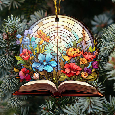 Book Wooden Ornaments 2 Sides, Book Ornaments For Christmas Tree, Christmas Tree Hanging Decorations