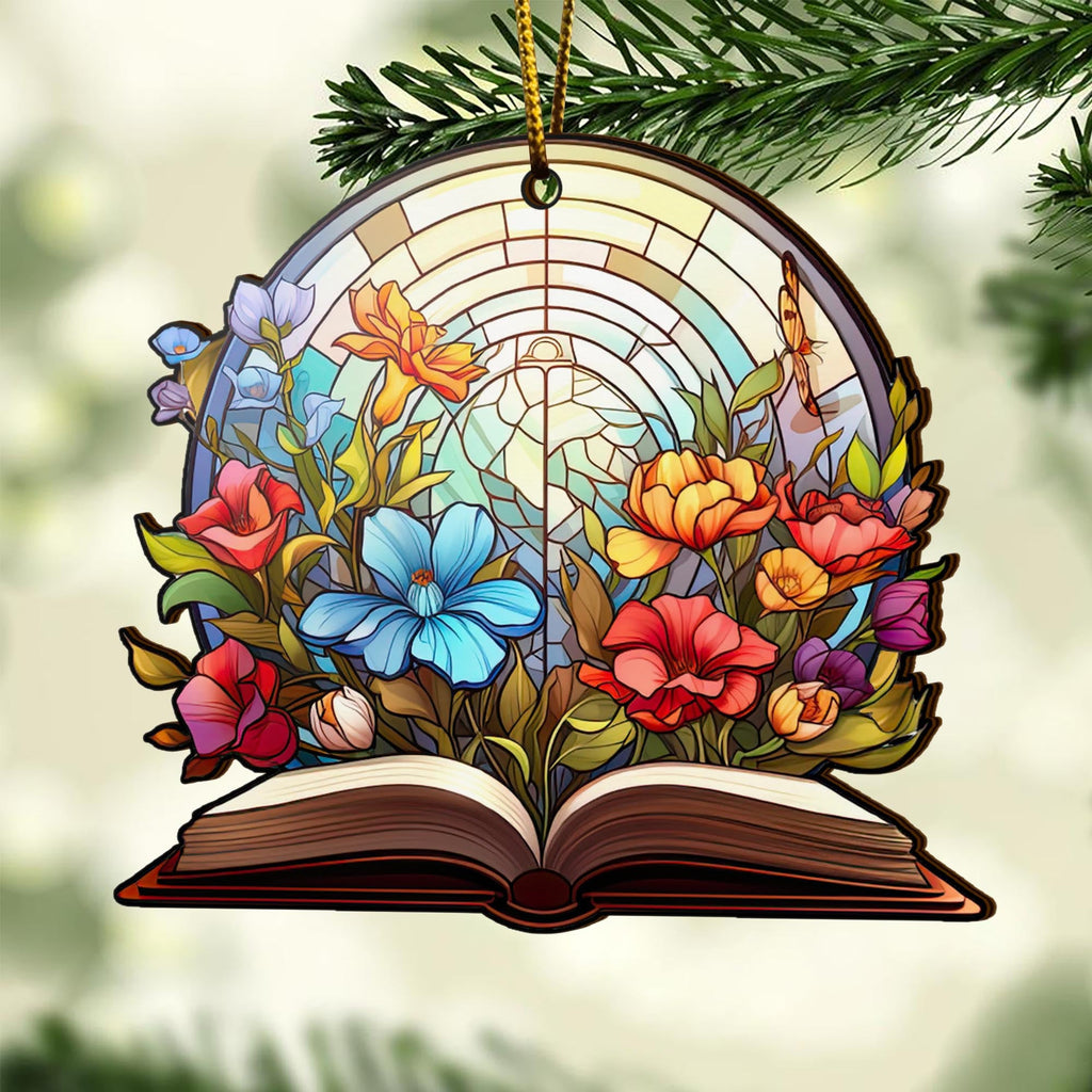 Book Wooden Ornaments 2 Sides, Book Ornaments For Christmas Tree, Christmas Tree Hanging Decorations