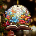 Book Wooden Ornaments 2 Sides, Book Ornaments For Christmas Tree, Christmas Tree Hanging Decorations