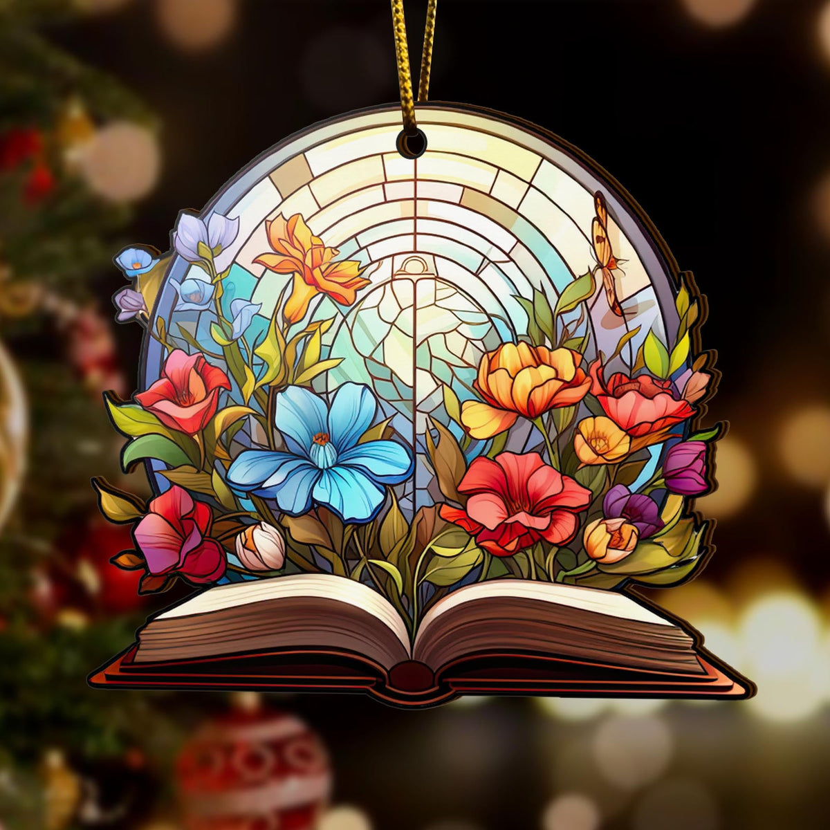 Book Wooden Ornaments 2 Sides, Book Ornaments For Christmas Tree, Christmas Tree Hanging Decorations