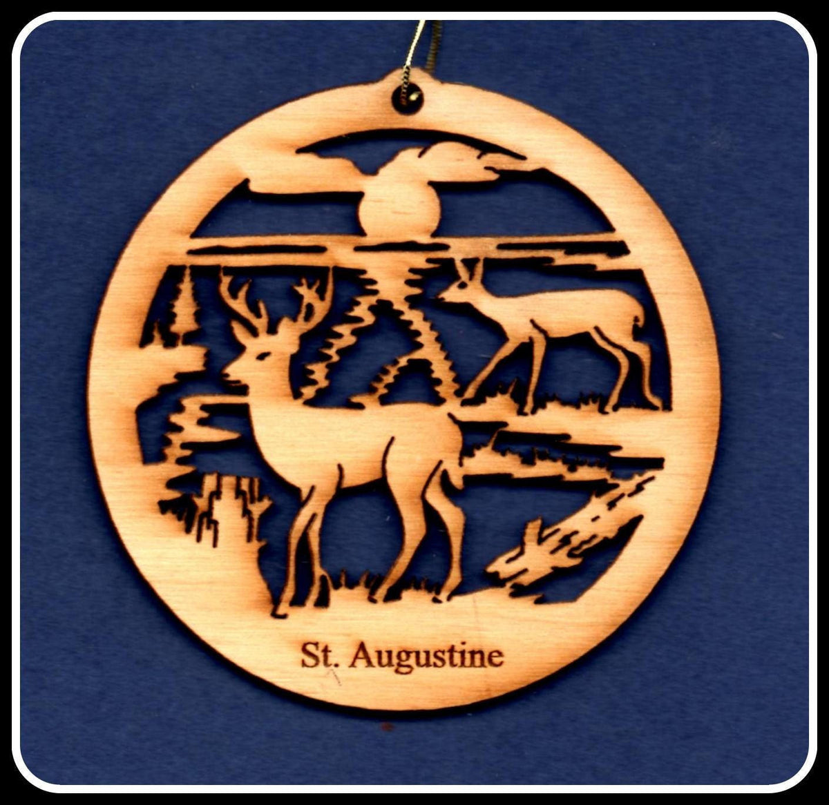 Buck And Doe Hanging Ornament, Wood Christmas Tree Ornament Gift Decor Wood Personalized