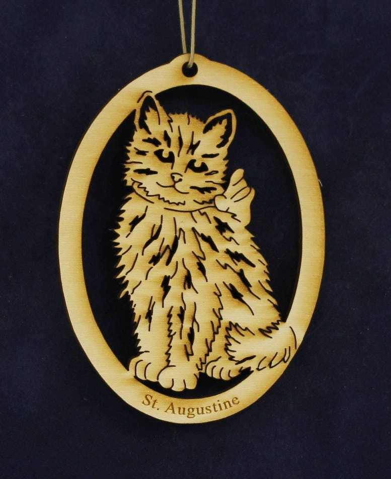Kitten Hanging Ornament, Wood Christmas Tree Ornament Gift Decor Wood Personalized Made In The Usa