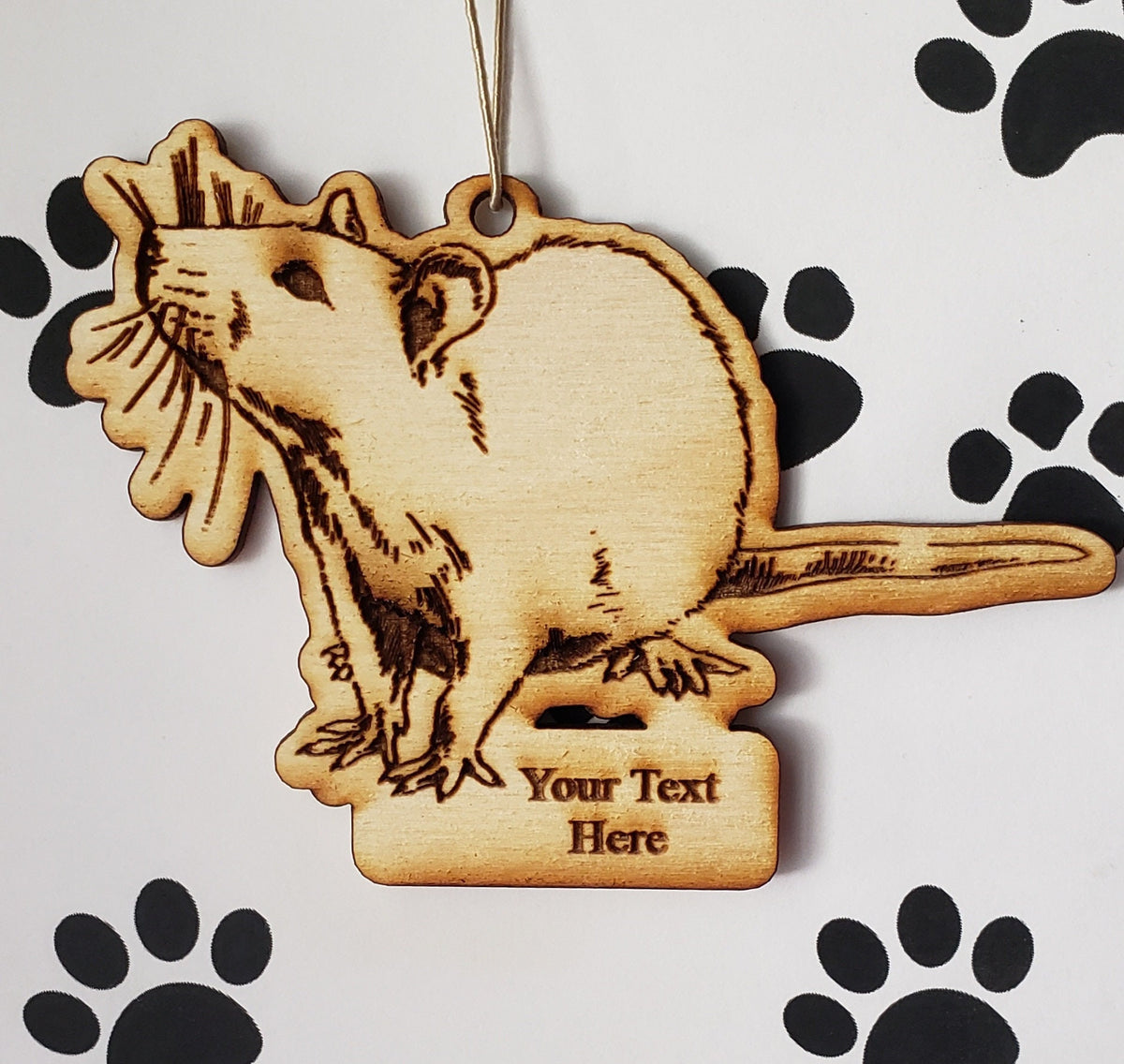 Personalized Rat Hanging Ornament, Wood Christmas Tree Ornament Gift Decor