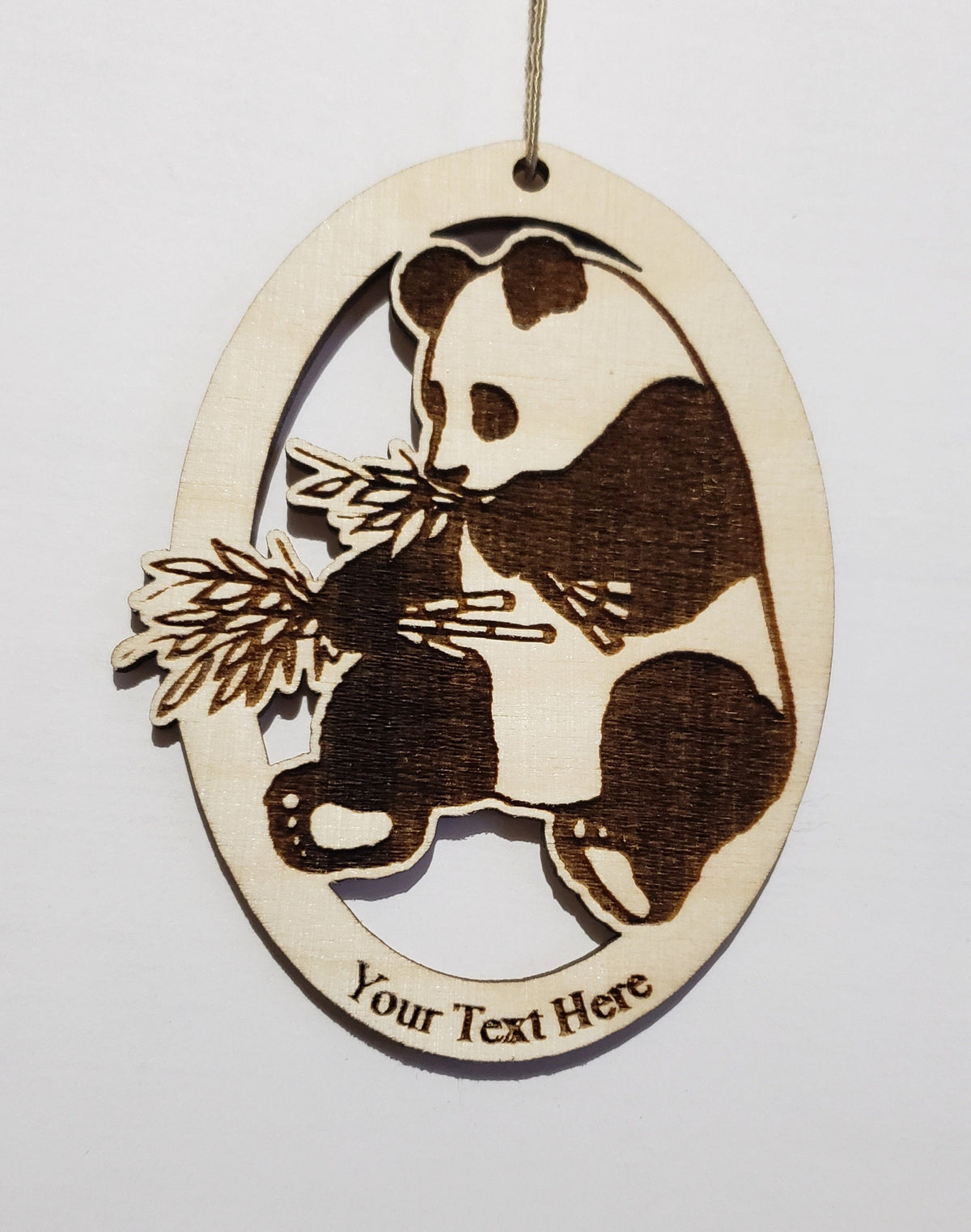 Playful Panda Hanging Ornament, Wood Christmas Tree Ornament Gift Decor Personalized