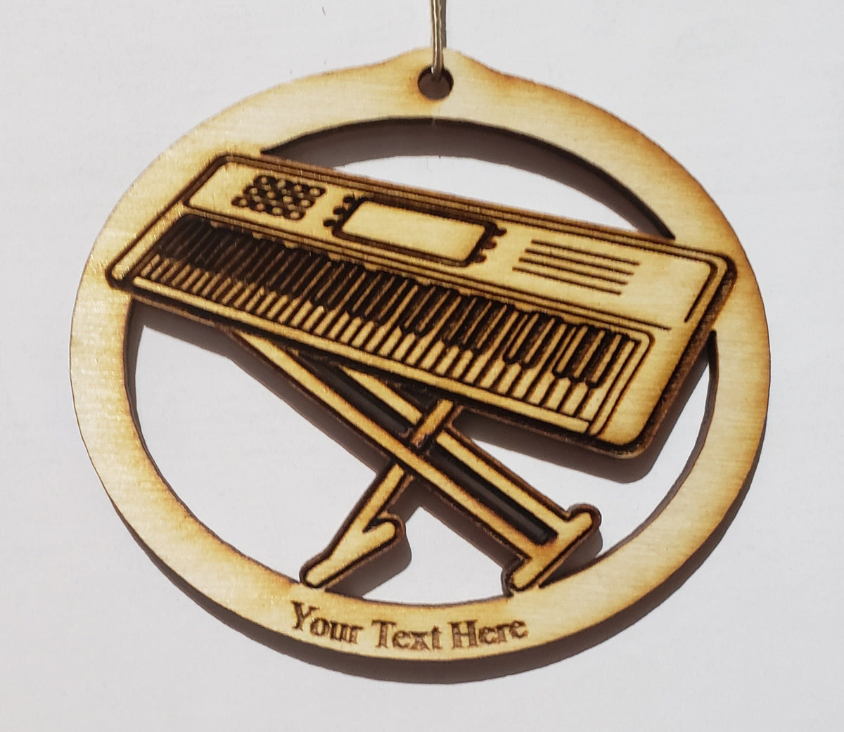 Electric Keyboard Hanging Ornament, Wood Christmas Tree Ornament Gift Decor Personalized