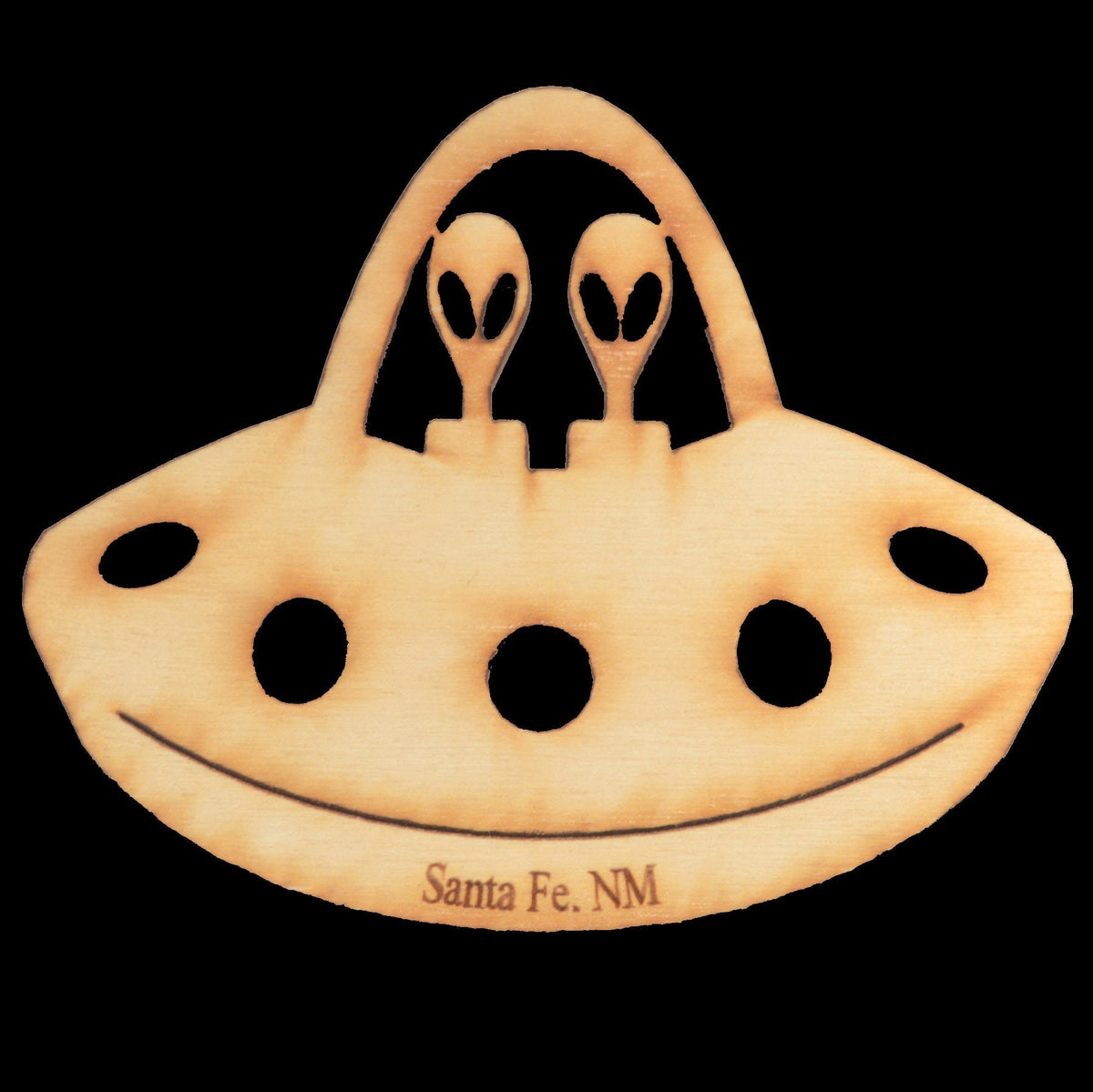 Alien Spaceship Hanging Ornament, Wood Christmas Tree Ornament Gift Decor Personalized