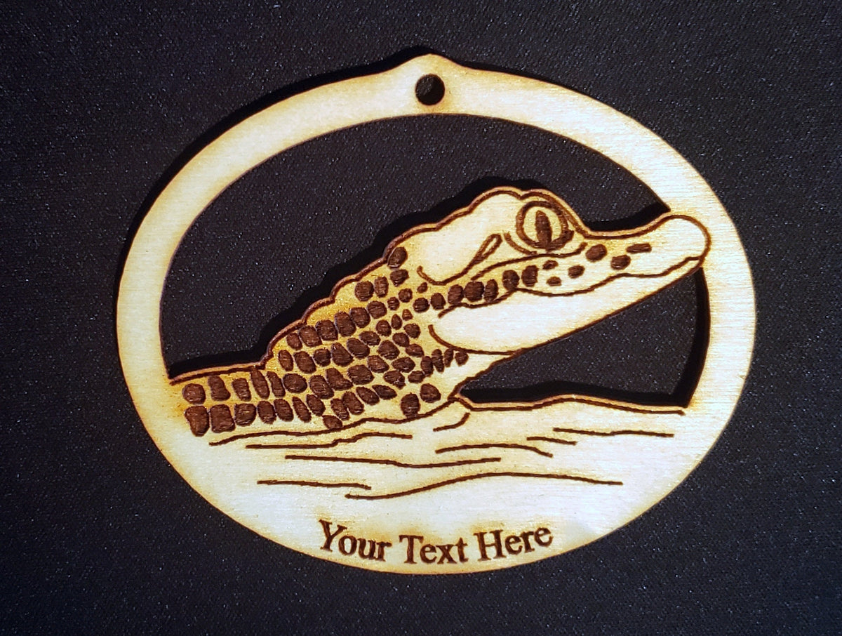 Baby Gator Hanging Ornament, Wood Christmas Tree Ornament Gift Decor Wood Personalized