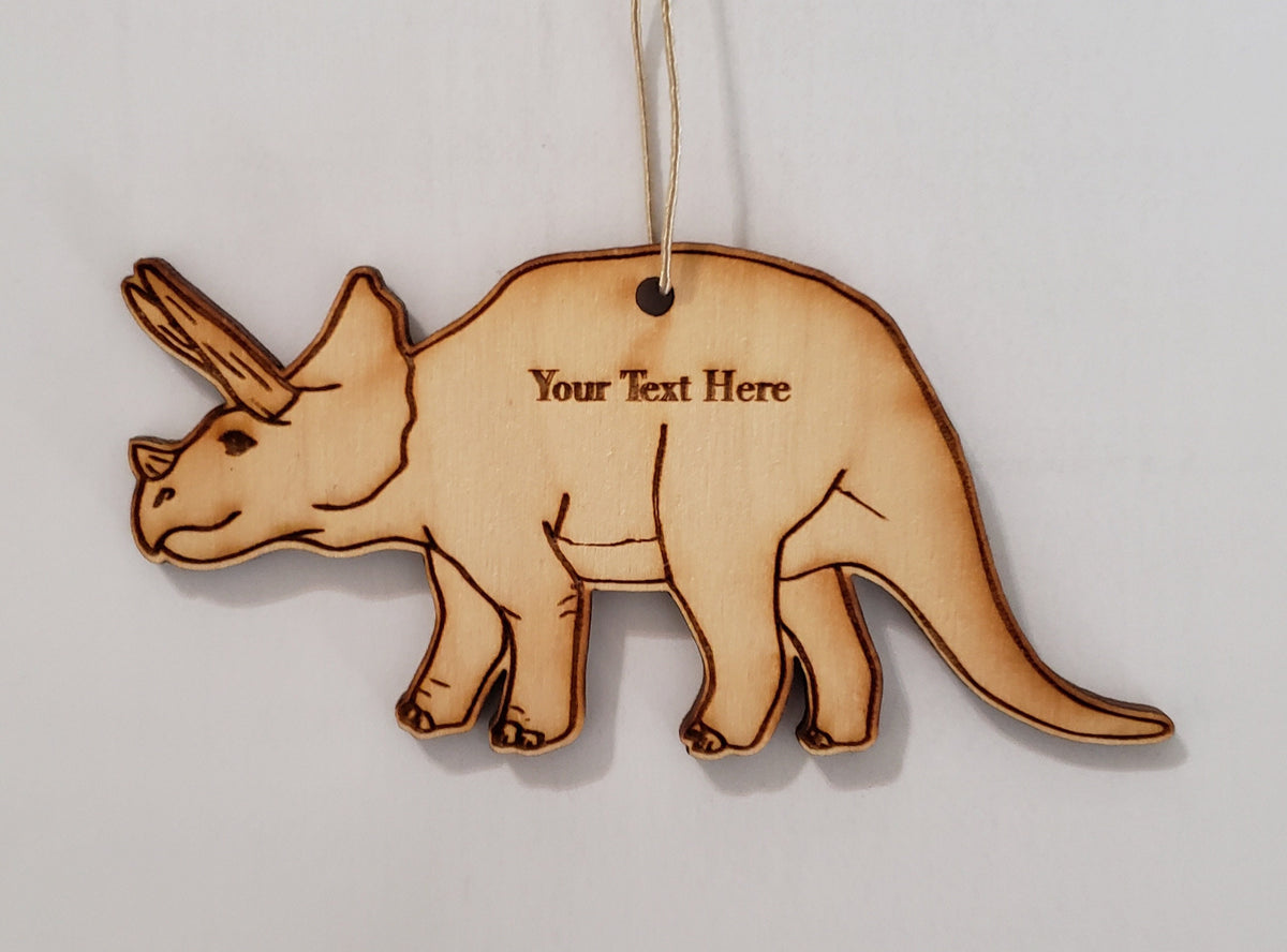 Triceratops Hanging Ornament, Wood Christmas Tree Ornament Gift Decor Personalized