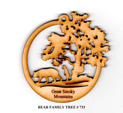 Bear Family Hanging Ornament, Wood Christmas Tree Ornament Gift Decor Personalized