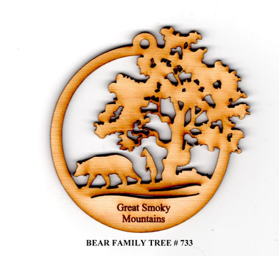 Bear Family Hanging Ornament, Wood Christmas Tree Ornament Gift Decor Personalized