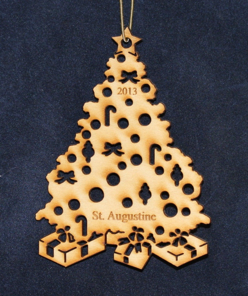 Christmas Tree Hanging Ornament, Wood Christmas Tree Ornament Gift Decor Wood Personalized