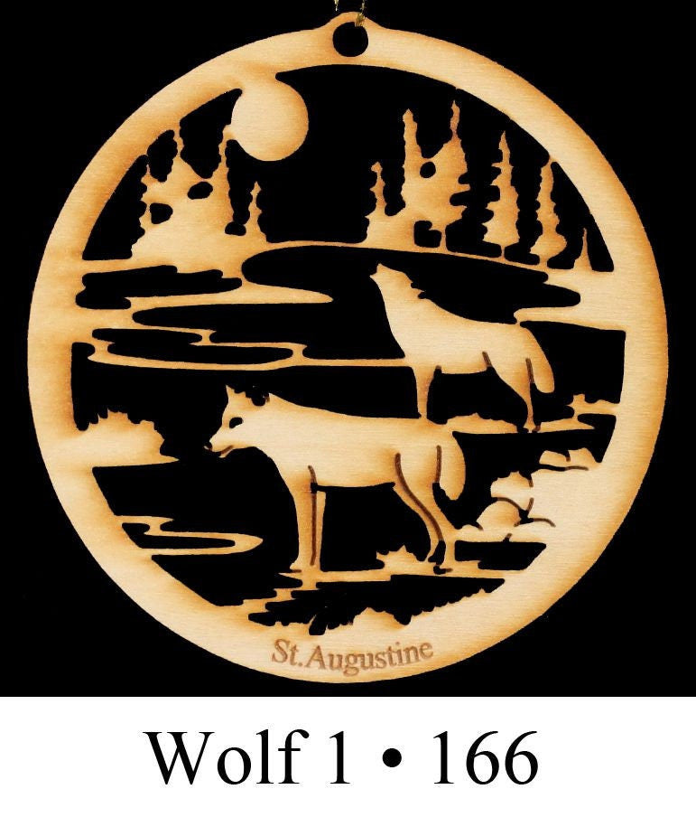 Wolf Hanging Ornament, Wood Christmas Tree Ornament Gift Decor Personalized