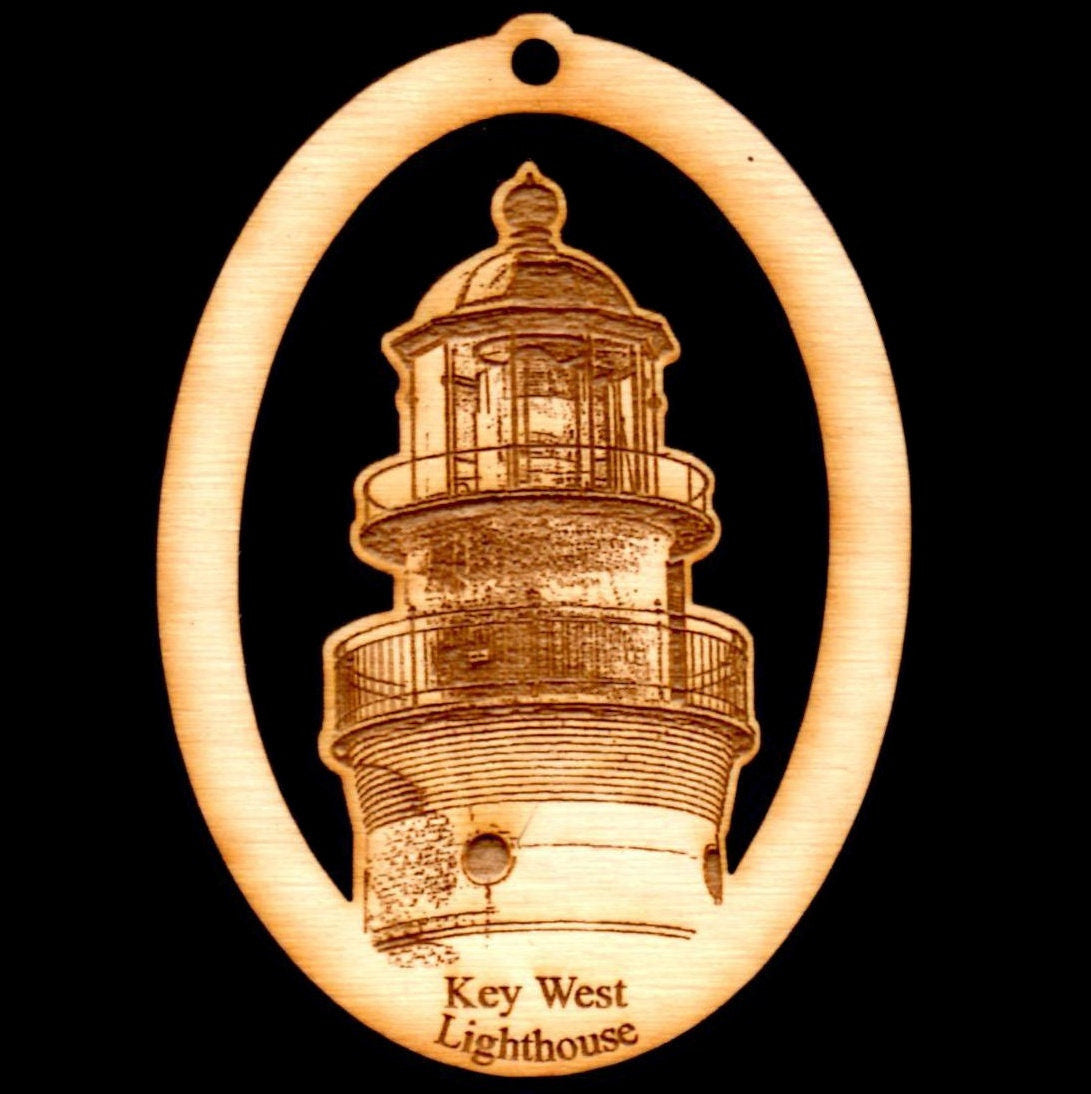 Key West Lighthouse Hanging Ornament, Wood Christmas Tree Ornament Gift Decor Personalized