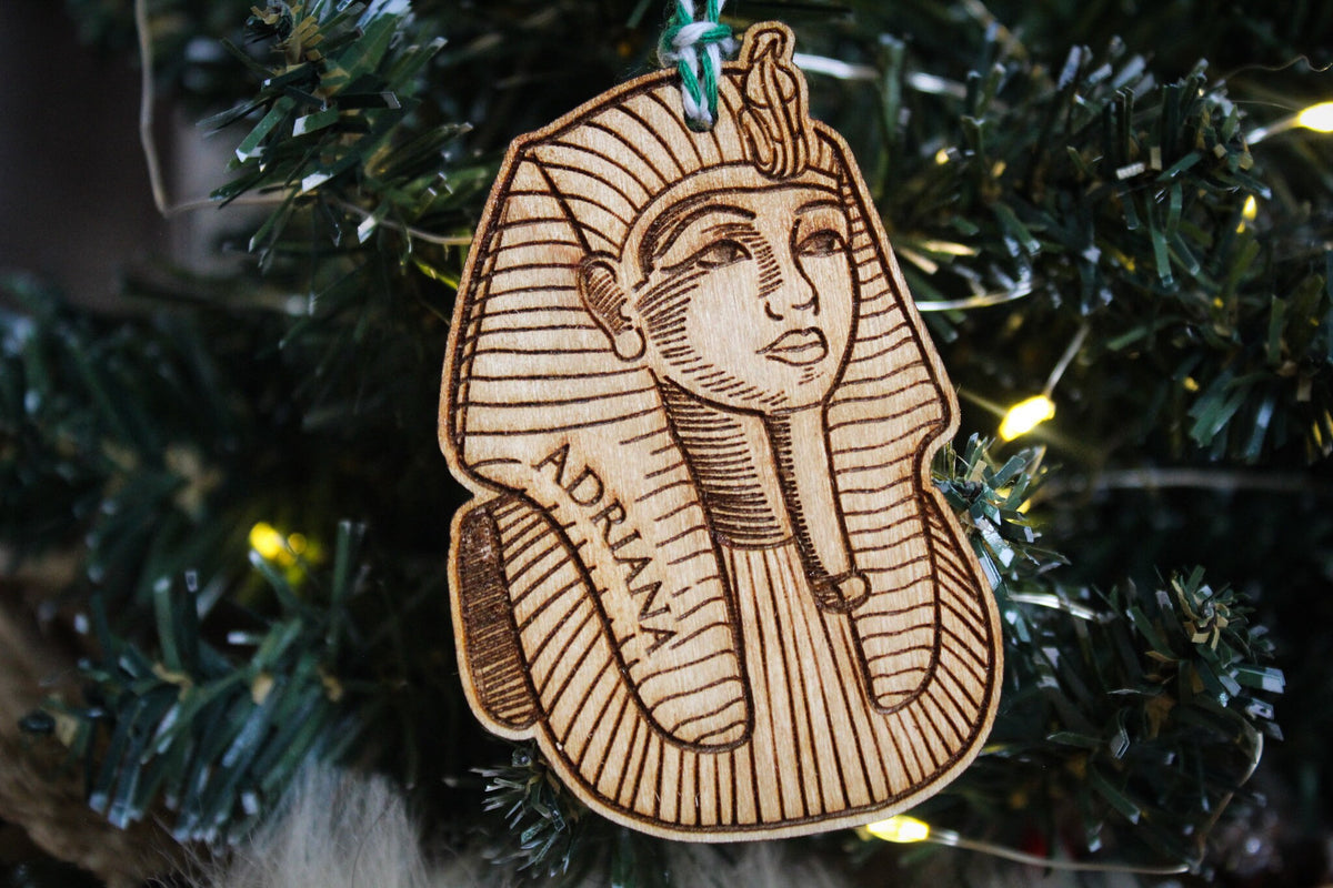 Personalised Archaeology Christmas Ornament Wood Custom Bauble Laser Engrave Rustic Wooden Name Decoration Egypt Egyptology History Hobby