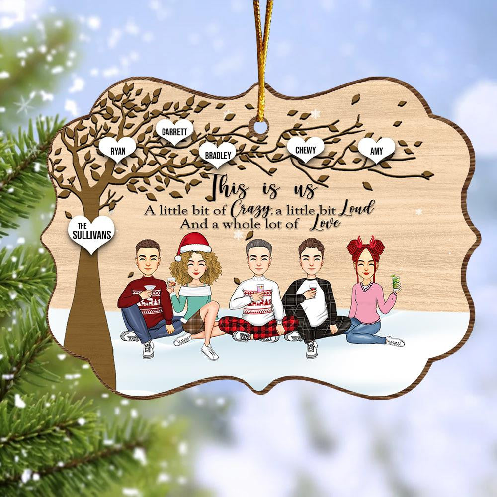 Family Where Life Begins And Never Ends Medallion Wooden Christmas Ornament