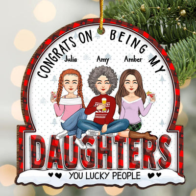 Christmas Congrats On Being My Daughters - Gift For Family Member - Personalized Custom Shaped Wooden Ornament