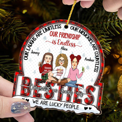 Our Laughs Are Limitless, Our Memories Are Countless, Our Friendship Is Endless, We Are Lucky People - Personalized Wooden Ornament